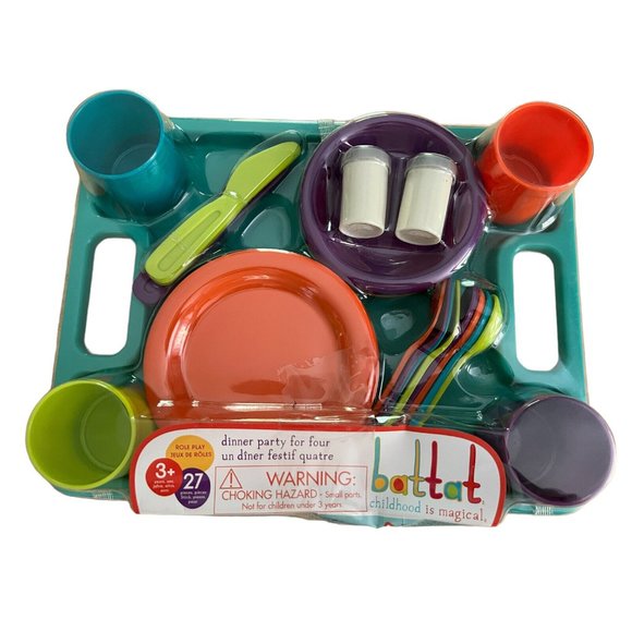 Battat Toys New Battat Dinner Party Playset 4piece Plates Utensils